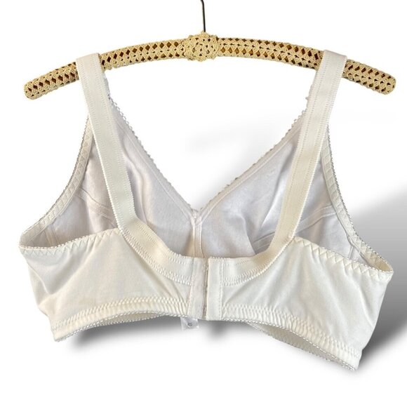 Womens Bra 40D White Floral Jaquarde Wirefree Adjustable Full Coverage Lingerie - Picture 4 of 7